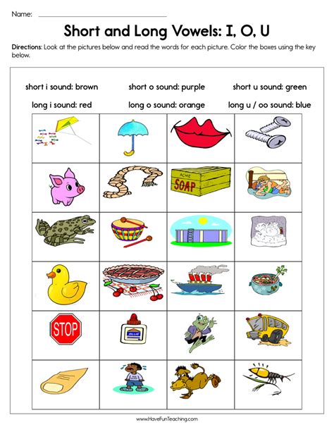 long and short vowels worksheets with answers